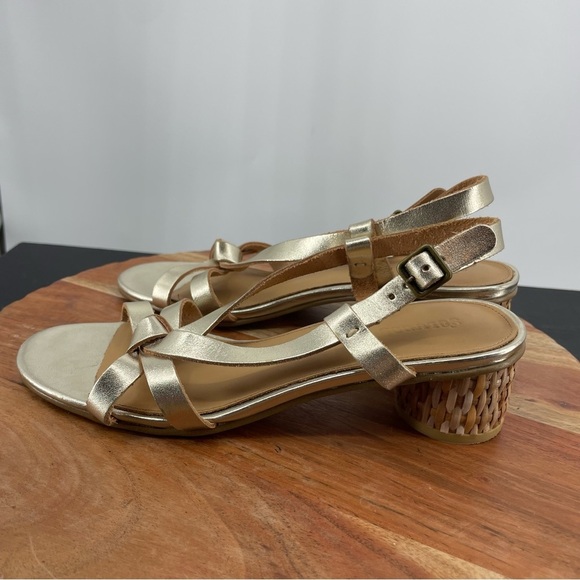 Soludos Lucie Wicker Block Heel Strappy Sandals gold Sz 7 - Picture 3 of 9